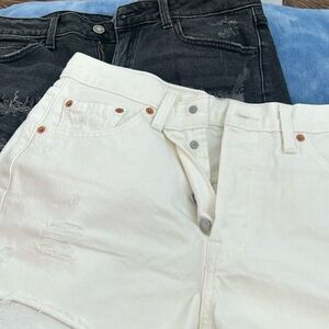 2 pairs of jean shorts, one black and one white!!